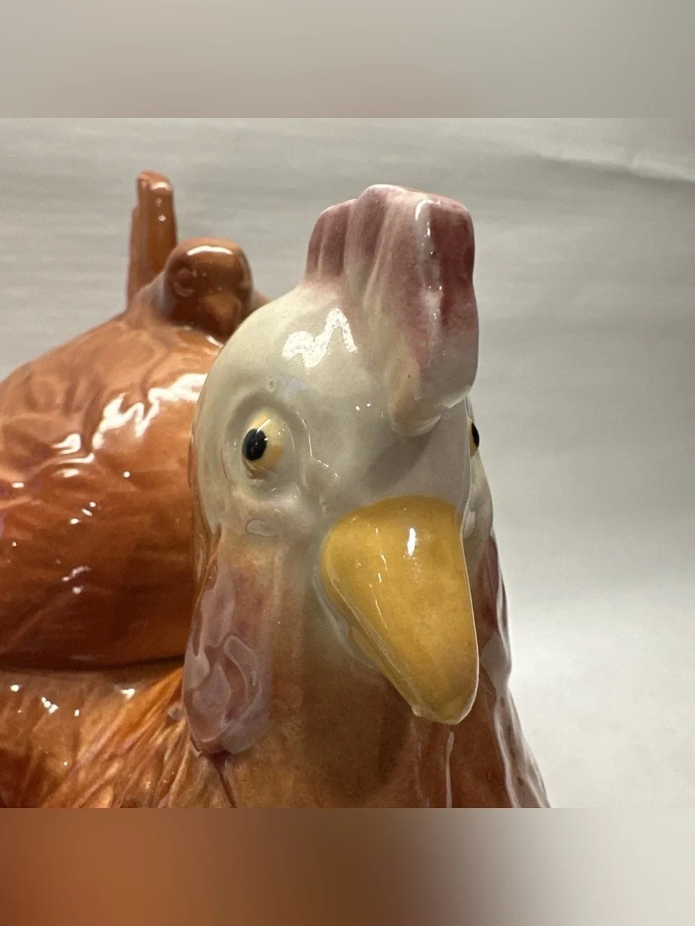 Vintage 1940s FAPCO Chicken Hen Ceramic Cookie Jar USA Farmhouse Cottage Country